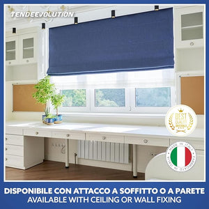 BASTONE BINARIO PER TENDA A PACCHETTO CON 7 CALATE  IN ALLUMINIO BIANCO Lungh. 220 CM Attacco Soffitto COMANDO A SX