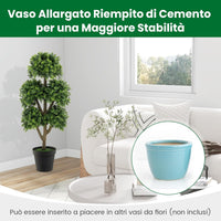 Albero Topiario di Bosso Artificiale da 115 CM, Albero Topiario Finto con 5 Sfere in Vaso Ponderato Riempito di Cemento, Pianta Finta per Casa, Ufficio e Portico Anteriore