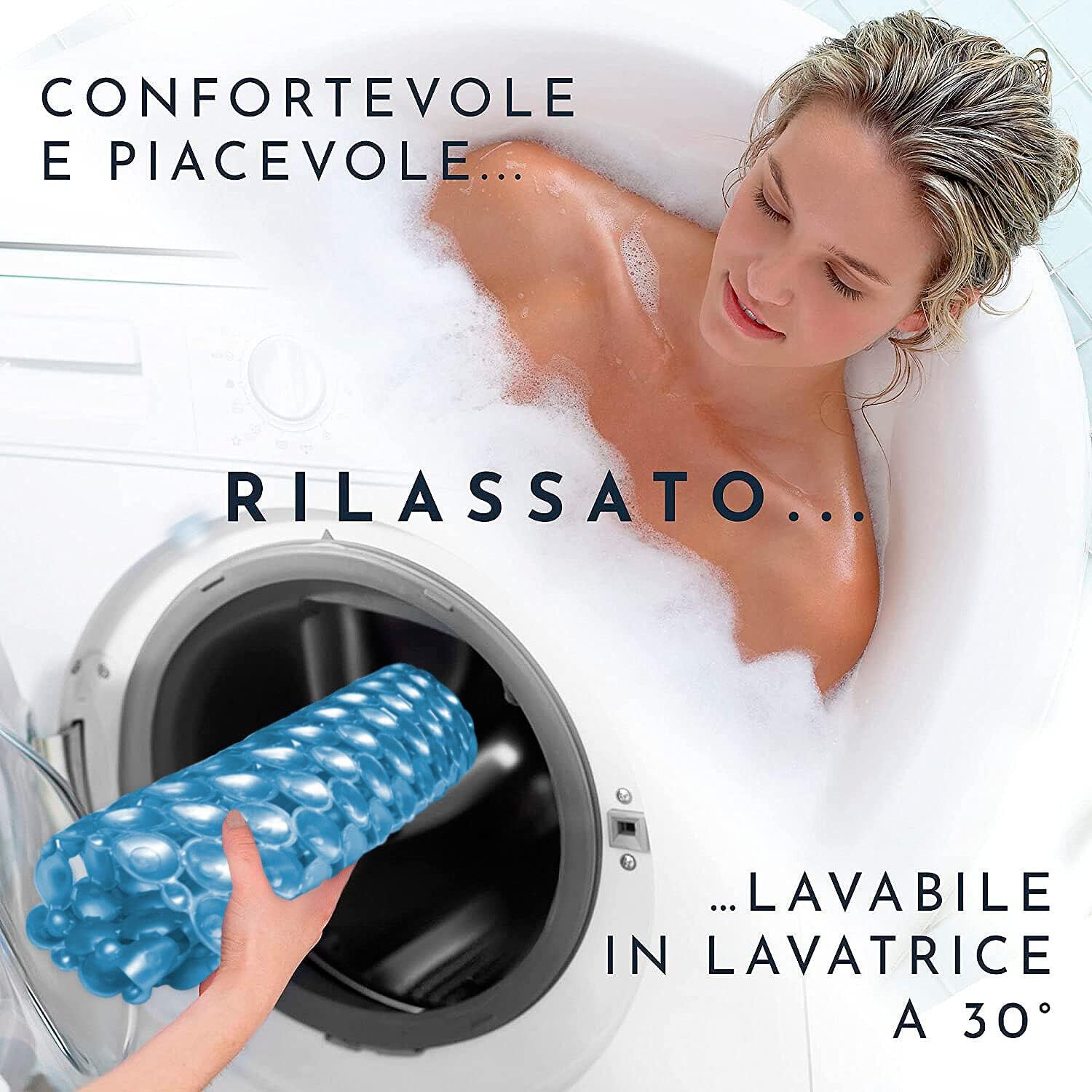 Tappeto Doccia Vasca Ventose Antiscivolo Tappetino Bagno Pvc 53x53 cm Antimuffa Blu