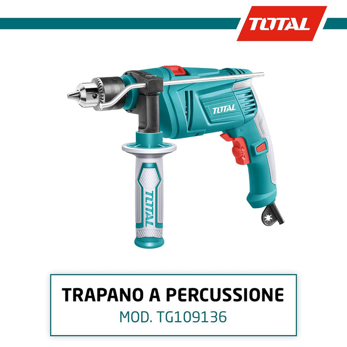 TRAPANO A PERCUSSIONE 850W ELETTRICO VELOCITÁ REGOLABILE MANDRINO A CHIAVE TOTAL TOTTG109136