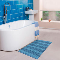 Tappeto Camera Scendiletto Bagno 50x80 Cm Cotone Intrecciato Morbido Assorbente Azzurro