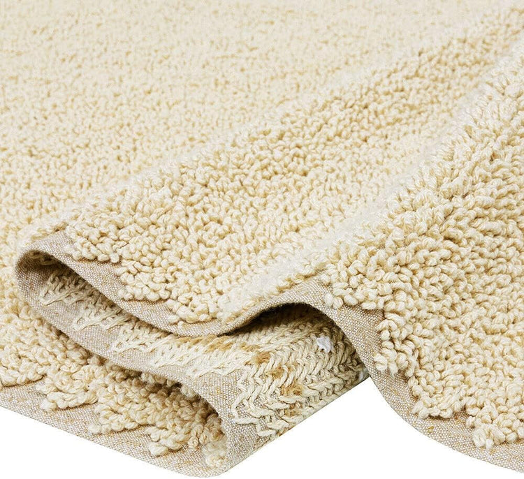 Tappeto Bagno Set 3 Pezzi Puro Cotone Morbido Lavabile Antiscivolo Made In Italy Beige