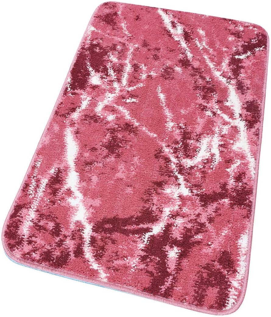 Tappeto Bagno Camera 60x100 cm Design Marmo Moderno Morbido Antiscivolo Scendiletto Rosa