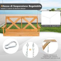 Panchina Sospesa da Esterno con Portabicchieri, Dondolo Sospeso da Esterno con 2 Posti e Catene Regolabili, da Giardino Terrazza Balcone, Portata 240 kg, 134 x 60 x 65 cm