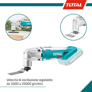 UTENSILE MULTIFUNZIONE TAGLIA/LEVIGA A BATTERIA 20V + ACCESSORI TOTAL TOTTMLI2001