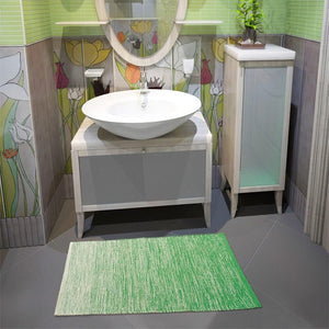 Tappeto Cucina Bagno Puro Cotone Assorbente Tessuto Intrecciato Verde 50x80 cm