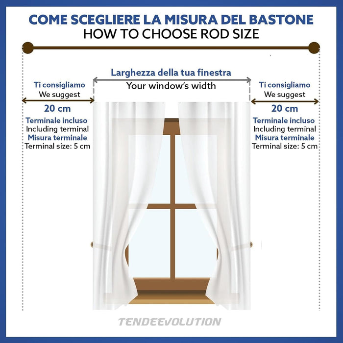 Bastone Tenda in Legno di Alta Qualità, diametro 35 mm a strappo colore bianco lunghezza 160 CM