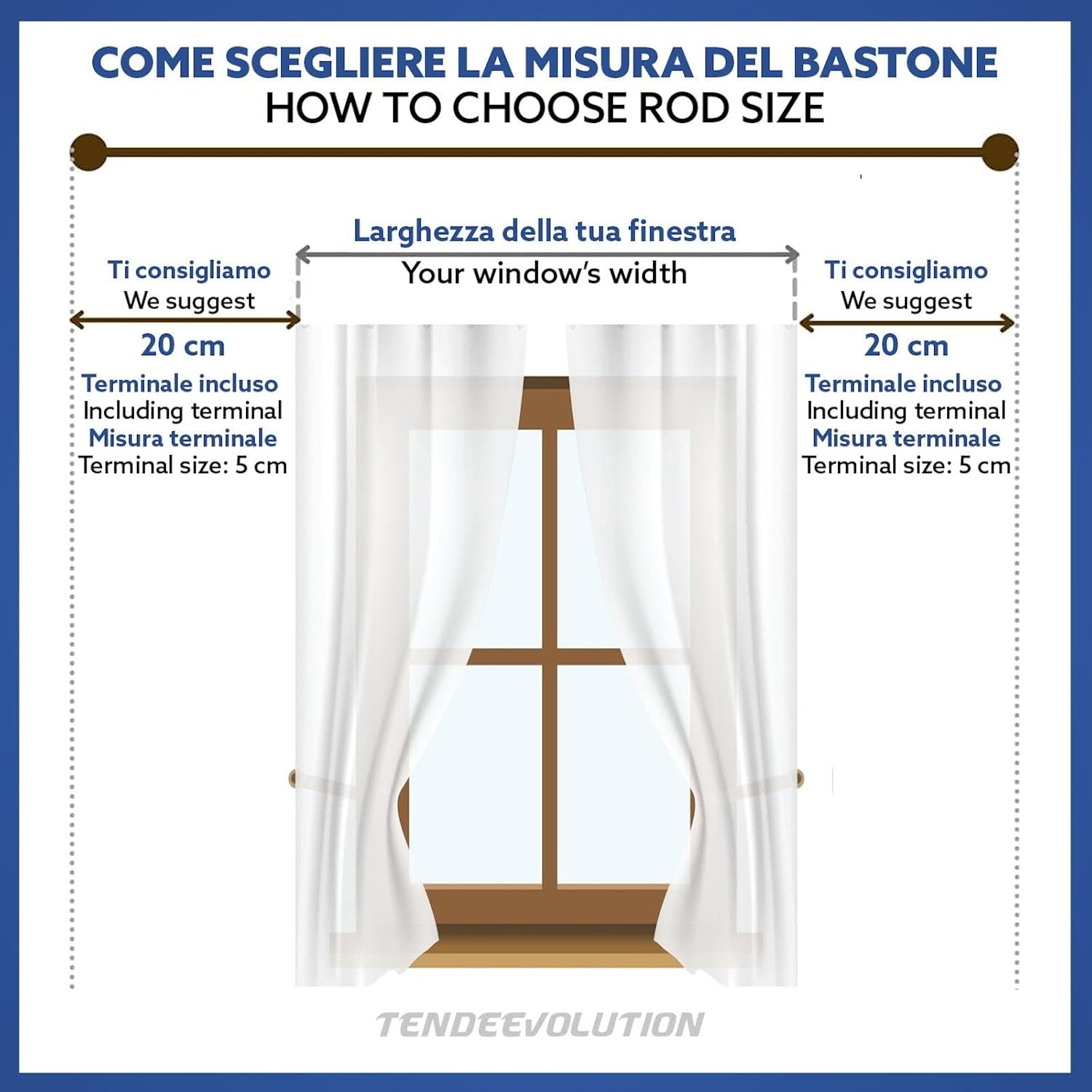 Bastone Tenda in Legno di Alta Qualità, diametro 35 mm a strappo colore bianco lunghezza 240 CM