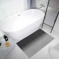 Tappeto Cucina Bagno Puro Cotone Assorbente Tessuto Intrecciato a Mano Grigio 55x240 cm