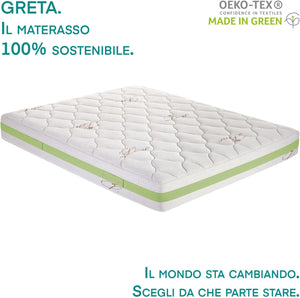 Materasso Green 160x190 h23 cm memory foam rivestimenti in lino sfoderabile Made in Italy Farmarelax