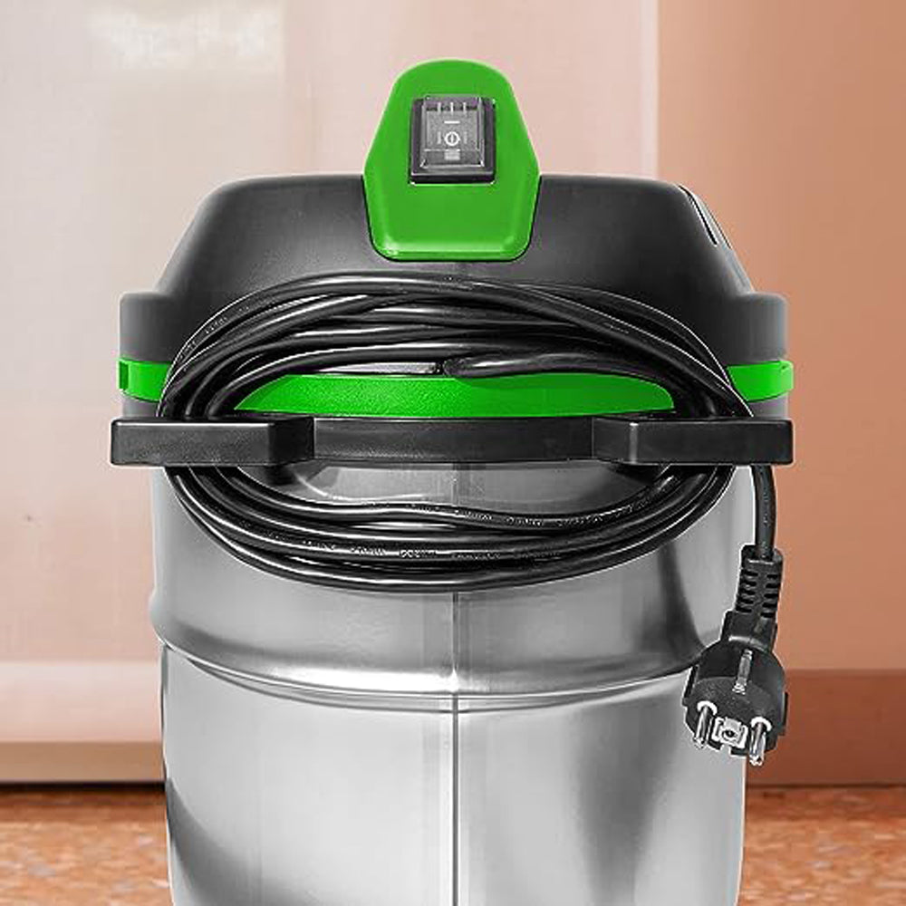 ASPIRATORE ASPIRAPOLVERE ASPIRALIQUIDI BIDONE INOX 30Lt 1200W RIBIMEX