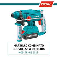 MARTELLO ROTATIVO TASSELLATORE DEMOLITORE A BATTERIA 1,5J COMPLETO TOTAL TOTTRHLI22012