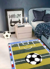 Tappeto Camera Gioco Bambini 75x130 Cm Antiscivolo Morbido Shaggy Sala Campo Calcio