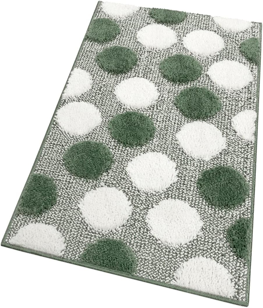 Tappeto Bagno 65x40 cm Antiscivolo Shaggy Moderno Assorbente Verde