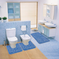 Tappeto Bagno 50x80 cm Tinta Unita Antiscivolo Assorbente Scendiletto Made In Italy Azzurro