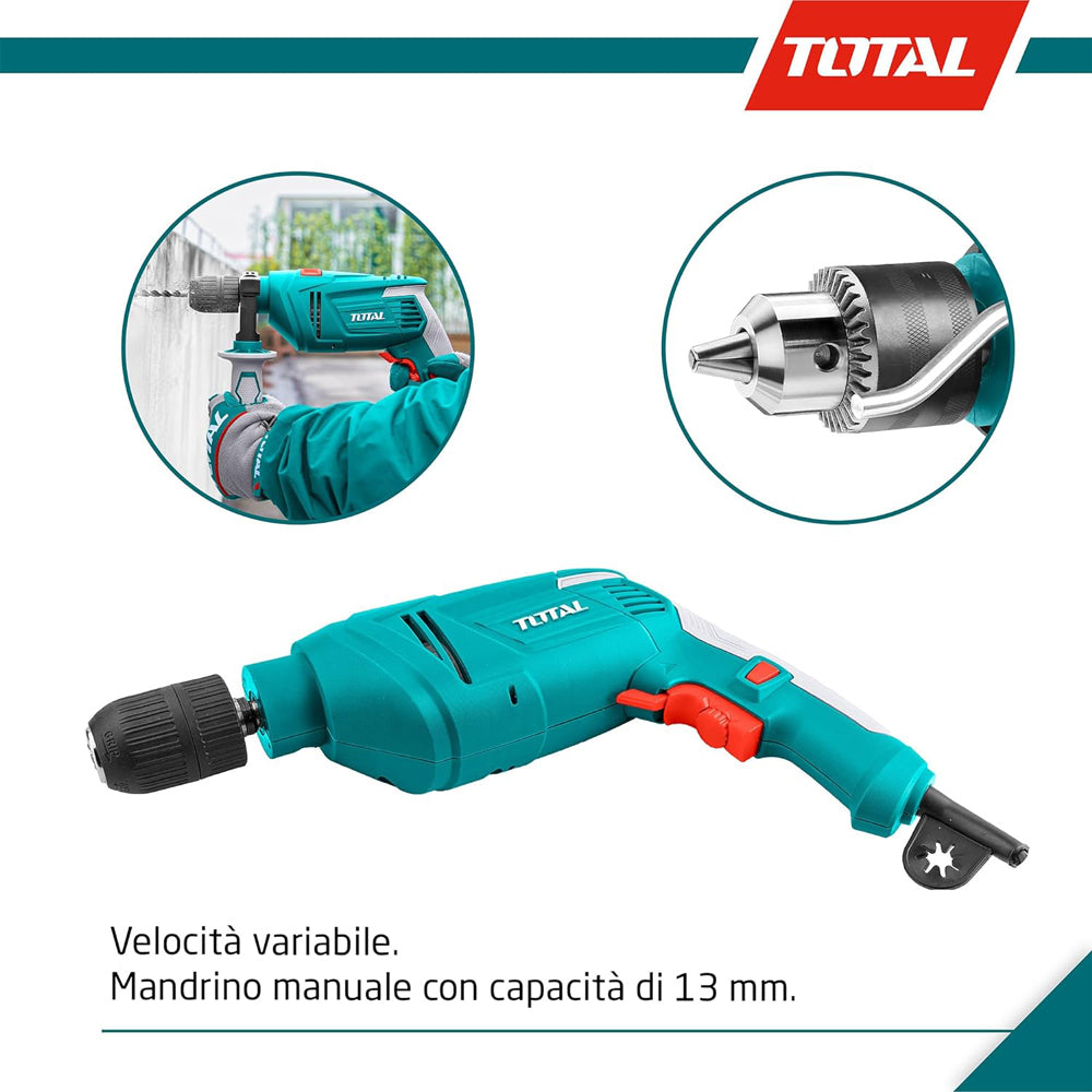 TRAPANO A PERCUSSIONE 850W ELETTRICO VELOCITÁ REGOLABILE MANDRINO A CHIAVE TOTAL TOTTG109136