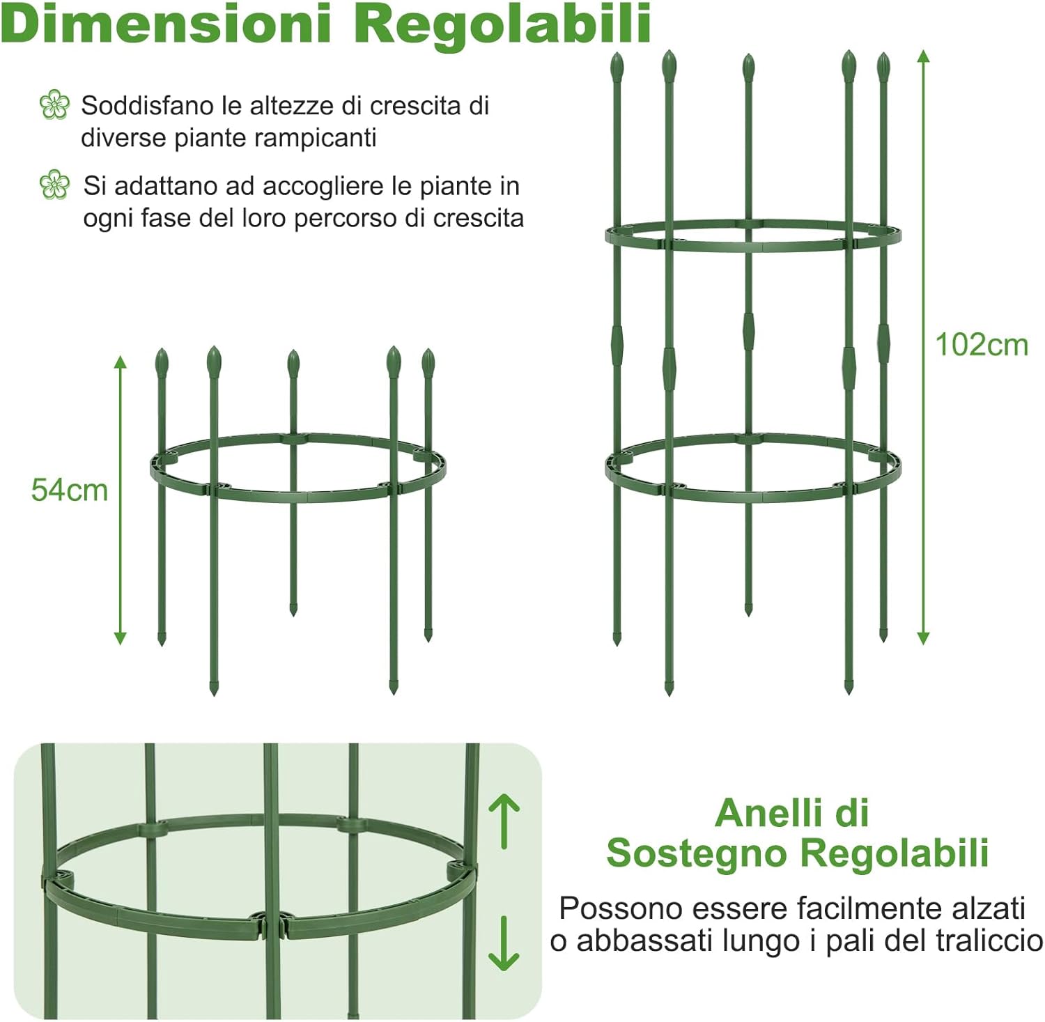 3 Pezzi Obelisco per Rampicanti Garden, Supporto Piante Rampicanti Giardino, Pomodoro Gabbie Traliccio Giardino in Vaso 102cm, per Pomodori Vite Frutta Rose Rampicanti Piante