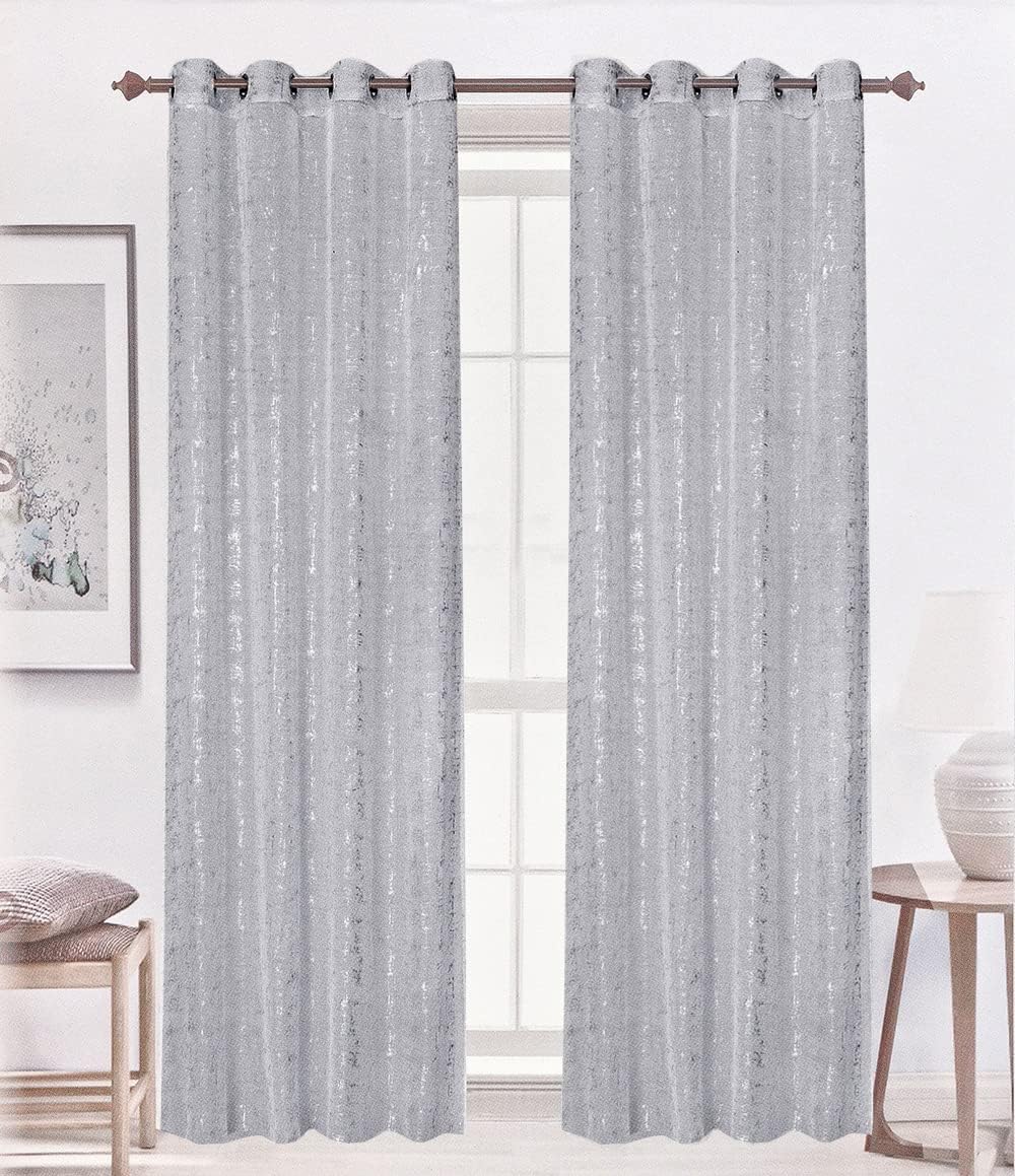 Tende Porta Finestra Occhielli Coppia Moderna 140x280 Cm Semitrasparente Interno Grigio