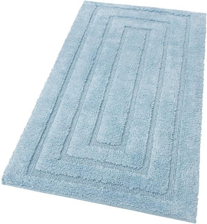 Tappeto Bagno 60x40 cm Puro Cotone Elegante Lussuoso Morbido Scendiletto Antiscivolo Azzurro