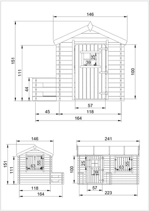 Casetta legno per bambini -  L184xL241xA151cm/ 2.63m2 - Timbela M503