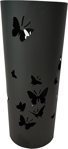 King Home PORTAOMBRELLI TONDO NERO "BUTTERFLIES" in metallo verniciato Ø18x46h cm