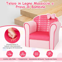 Divano per Bambini, Poltrona Imbottita per Bambini con Rivestimento in Velluto Ultra Morbido, Schienale Spazioso e Braccioli Curvi, Piedini Antiscivolo, per Camera da Letto, Soggiorno, Rosa