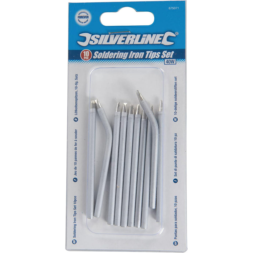 SET DI PUNTE PER SALDATURA 10PZ PER SALDATORI DA 40W ØESTERNO 3,8mm SILVERLINE 675071