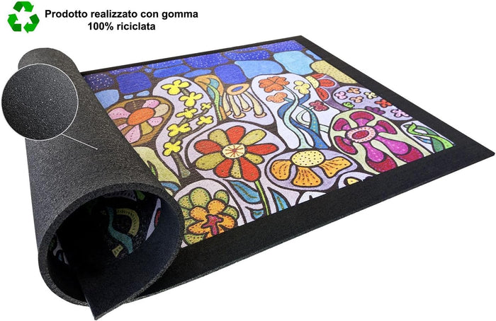 Zerbino Gomma Dipinto Artistico Jack Ottanio Pop Art 40x70 cm Antiscivolo Stone Garden (G)