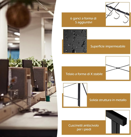 Scrivania per Computer Pieghevole, Scrivania per Ambienti Piccoli con Telaio in Metallo, 6 Ganci a Forma di S, Tavolo per PC Moderno per Ufficio e Casa, 100 x 50 x 75 cm (Nero)