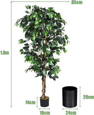 Albero Ficus Artificiale Pianta Artificiale Elegante, per Decorazione Domestico Giardino Ufficio, 180cm