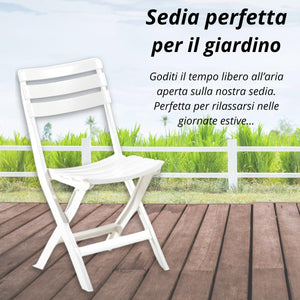 Sedia da giardino in plastica pieghevole, Pratik, Set da 4 pz sedie per esterno Tomaino, Bianco