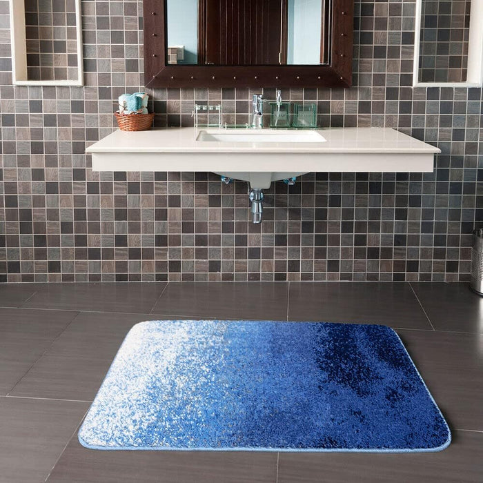 Tappeto Bagno Camera 60x100 cm Sfumato Moderno Morbido Antiscivolo Scendiletto Shaggy Blu