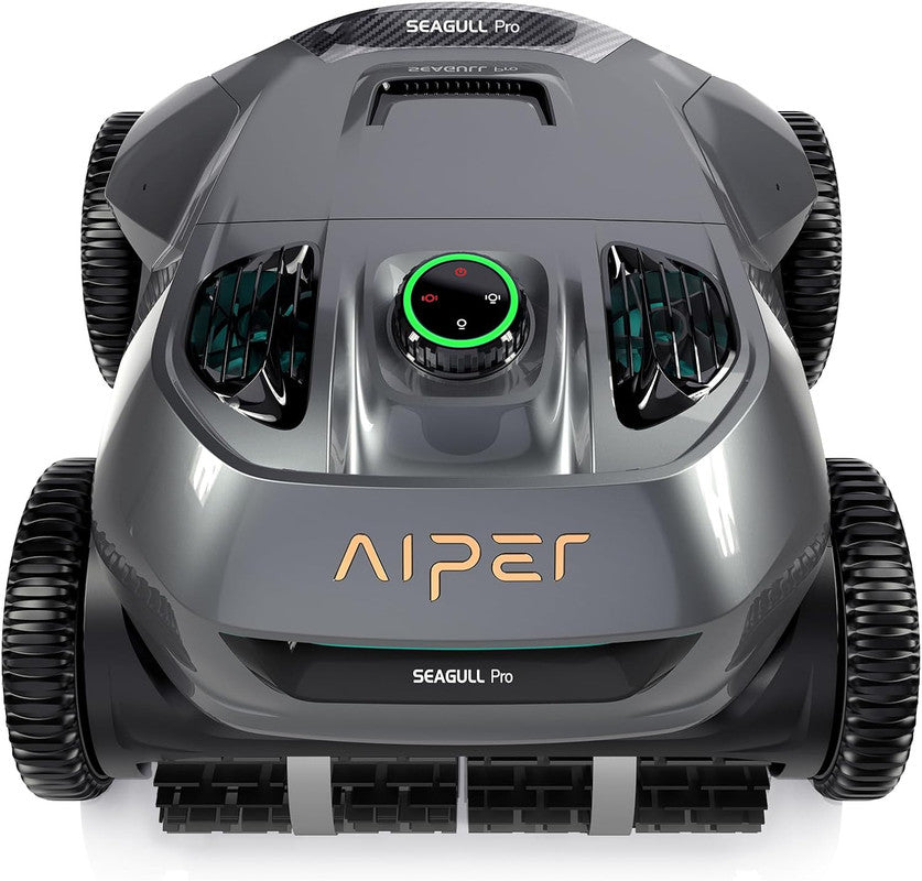 AIPER Seagull PRO Tile, Robot Piscina Senza Fili, Pulizia Pavimento e Pareti, Navigazione WavePath, AutoParcheggio, Durata Fino 90 min, Piscine Oltre 300 m, Gancio Recupero, Grigio