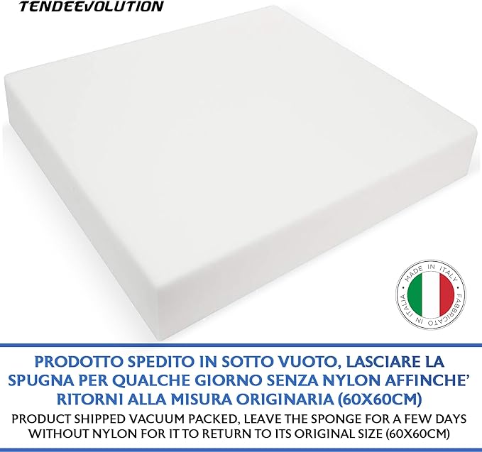 Gommapiuma per Divano | Cuscino Imbottitura Poliuretano Espanso Spugna | Densità 30 | 60x60cm - Spessore 10cm