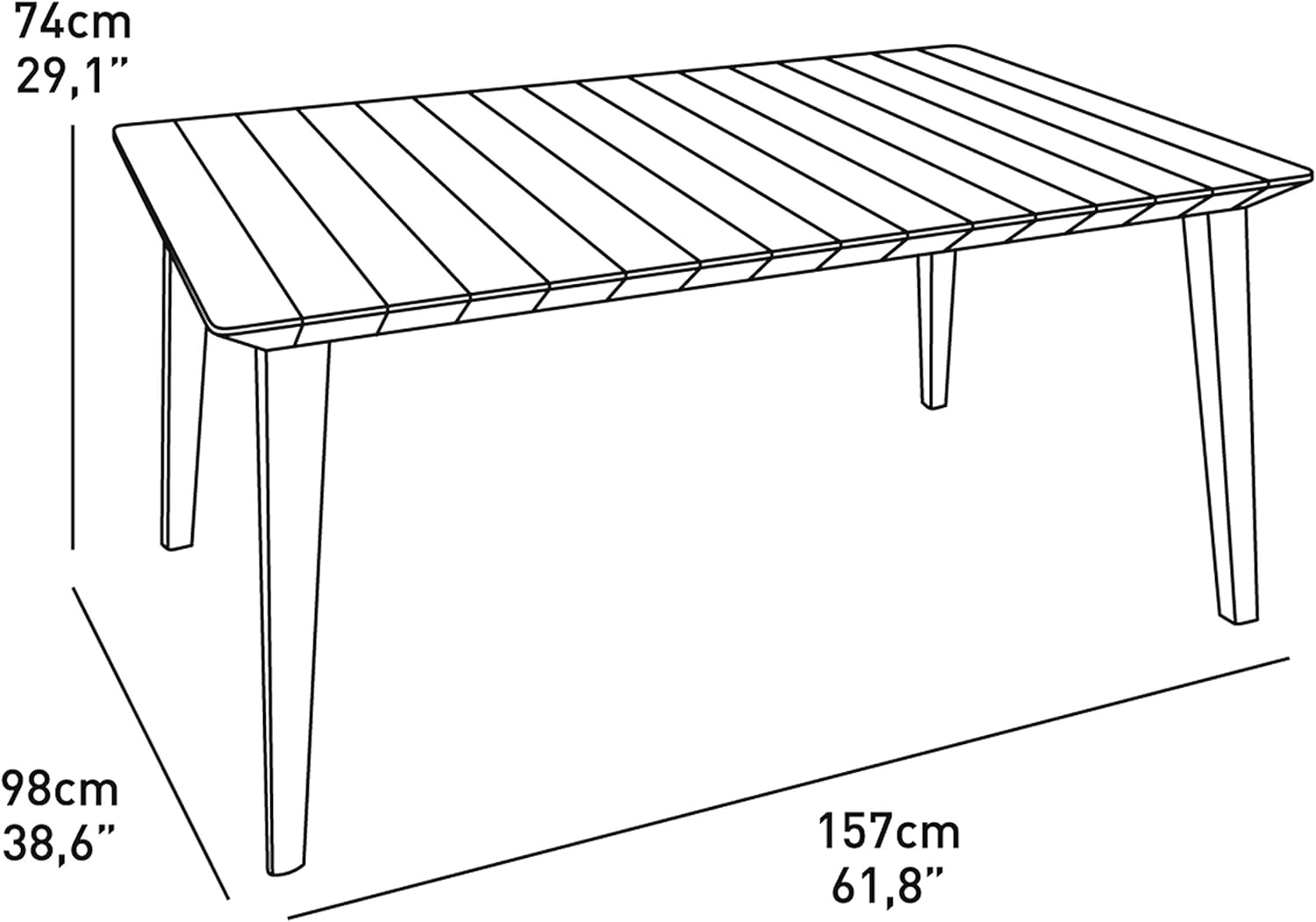 Keter tavolo in resina rettangolare Lima Table160 Grafite Grigio 157x98x74h