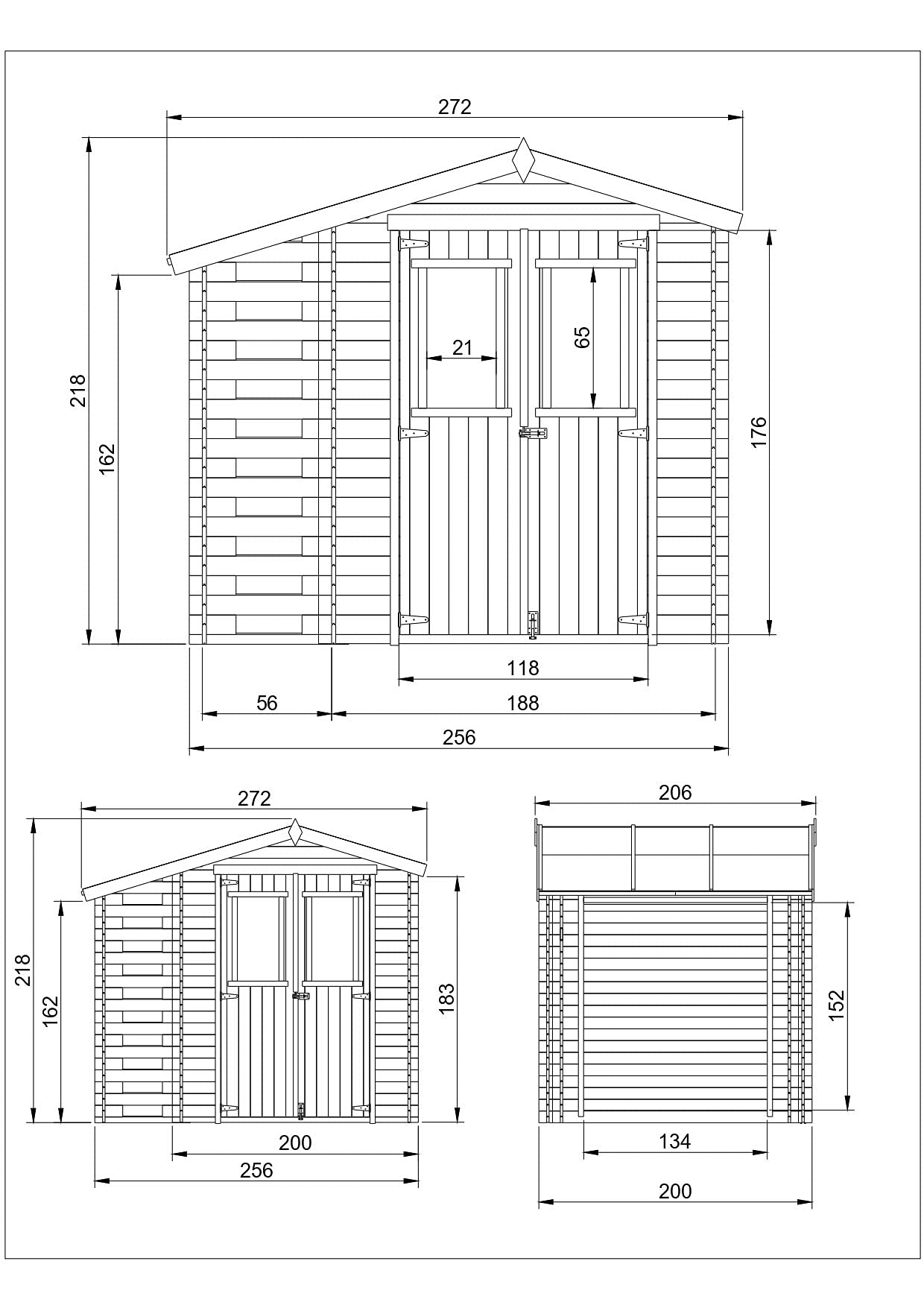 Casetta da Giardino in Legno con Legnaia da Esterno - 3,53 m2 + 0,97 m2 - TIMBELA M386C+M386G