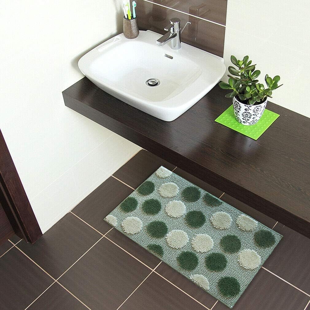 Tappeto Bagno 65x130 cm Antiscivolo Shaggy Moderno Assorbente Verde