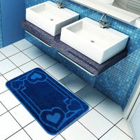 Tappeto Bagno 50x110 cm Tinta Unita Antiscivolo Assorbente Camera Letto Made In Italy Blu