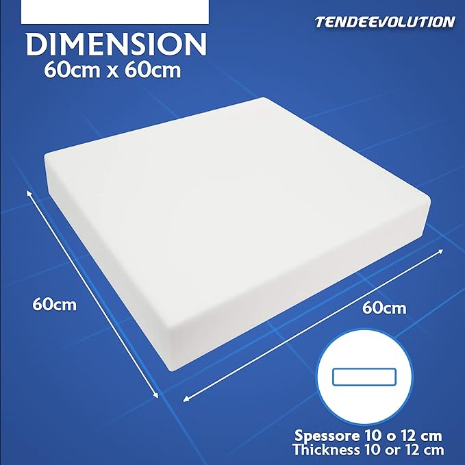 Gommapiuma per Divano | Cuscino Imbottitura Poliuretano Espanso Spugna | Densità 30 | 60x60cm - Spessore 10cm