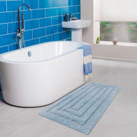 Tappeto Bagno 60x40 cm Puro Cotone Elegante Lussuoso Morbido Scendiletto Antiscivolo Azzurro