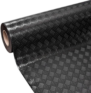 Tappeto Gomma Copri Pavimento 140x220 cm Effetto Lamiera Zerbino Antiscivolo Isolante Robusto Nero