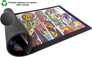 Zerbino Gomma Dipinto Artistico Jack Ottanio Pop Art 40x70 cm Antiscivolo Plutone Garden (H)