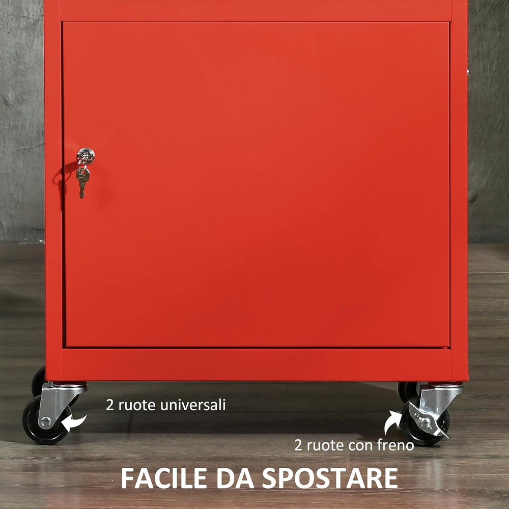 CARRELLO PORTA ATTREZZI 2in1 CASSETTA RIMOVIBILE E ARMADIETTO CON CHIAVE DURHAND B20-102V00RD