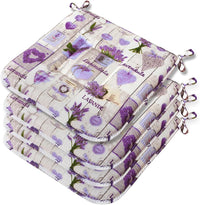 Set 4 Cuscini Sedia Cucina Cotone Lavabili Universali Coprisedia Shabby Chic Lavanda Legno