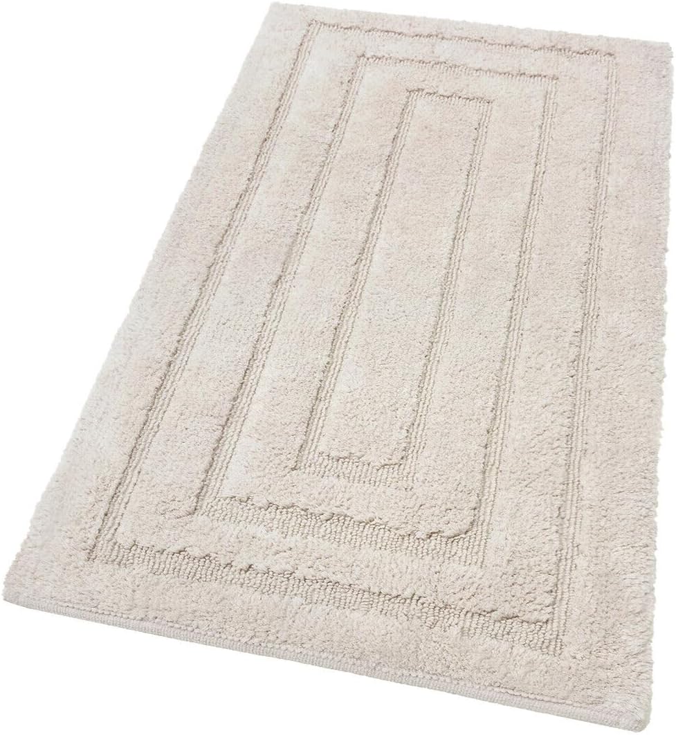 Tappeto Bagno 60x175 cm Puro Cotone Elegante Lussuoso Morbido Scendiletto Antiscivolo Beige