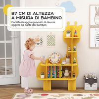 Libreria in Legno per Bambini, Organizzatore di Archiviazione Giocattoli con Ripiani, Adorabile Scaffale con Anti-Ribaltamento per Stanza dei Bambini Sala Giochi Asilo (Giraffa)