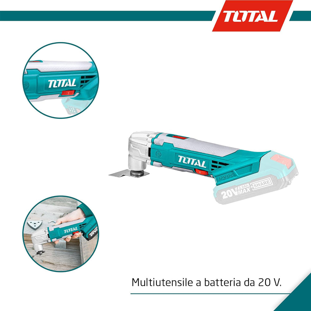 UTENSILE MULTIFUNZIONE TAGLIA/LEVIGA A BATTERIA 20V + ACCESSORI TOTAL TOTTMLI2001