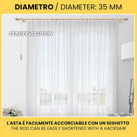 Bastone Tenda in Legno di Alta Qualità, diametro 35 mm a corda colore bronzo antico terminale smeraldo lunghezza 200 CM