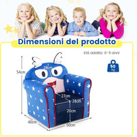 Divano per Bambini, Poltrona Imbottita per Bambini con Telaio in Legno Massiccio, Superficie in Velluto Morbido e Riempimento in Schiuma ad Alta Densità, per Camera da Letto (blu)