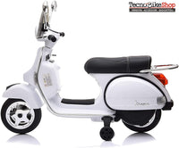 Moto Scooter Elettrico per Bambini Piaggio VESPA PX150 FULL con Parabrezza e Bauletto 12V-Bianco